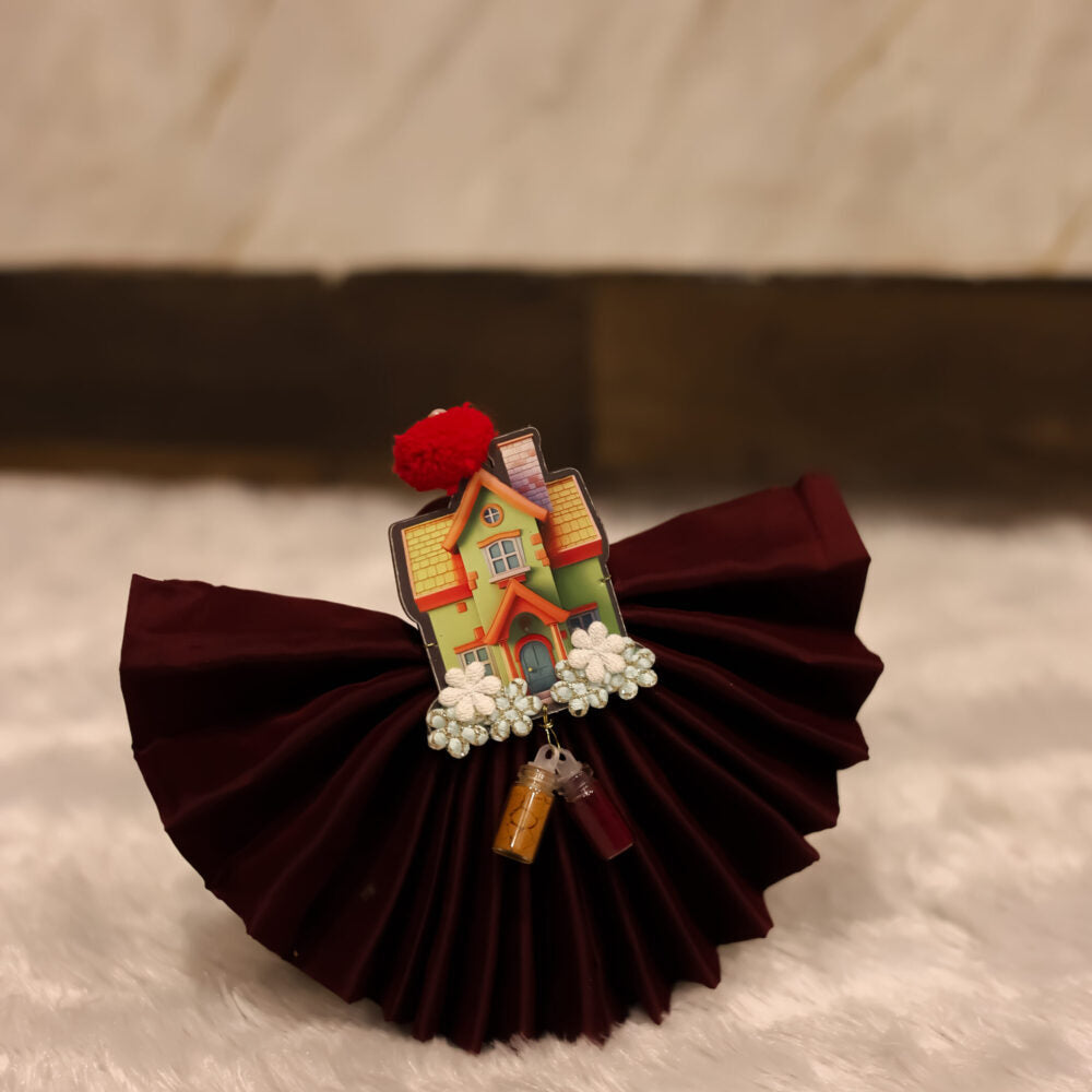 Silk cotton blouse bit with Housewarming haldi kumkum