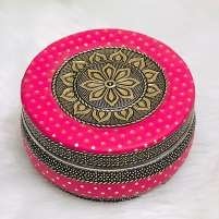 Oxidised pink colour flower steel box