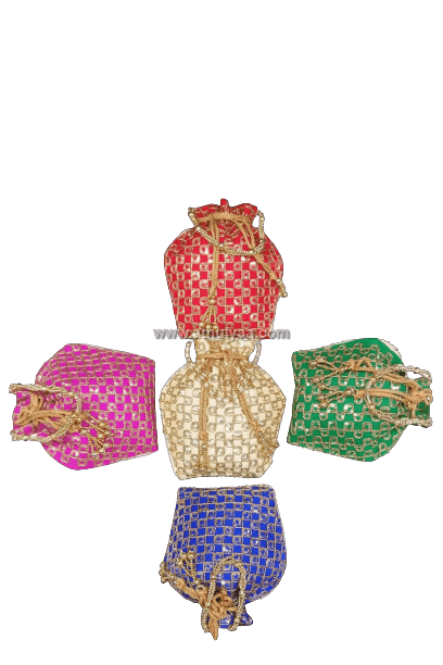 Embroidered Potli Bag With Beads