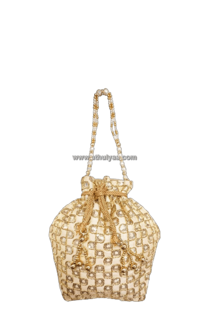Embroidered Potli Bag With Beads