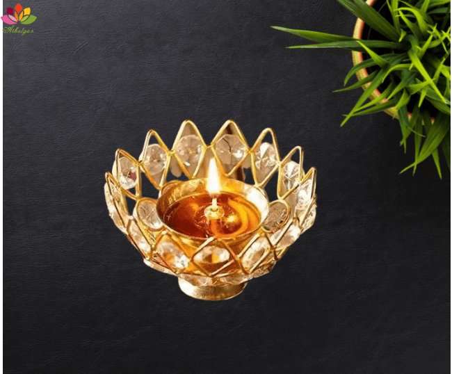 Crystal lotus diya