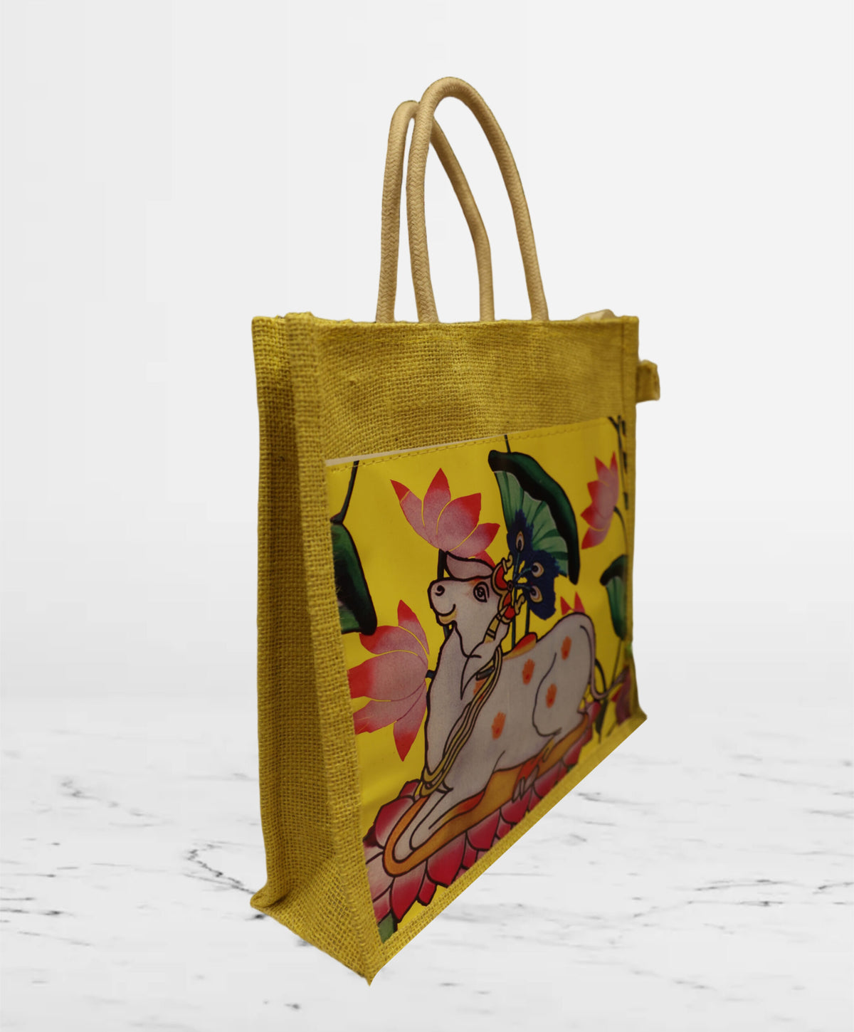 Jute Bag with Pichwai cow Print