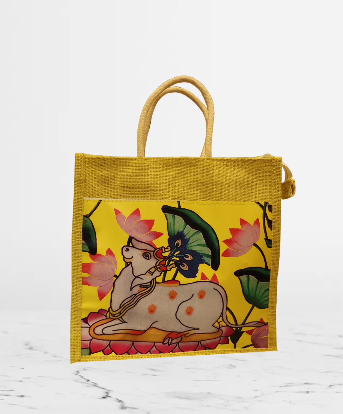 Jute Bag with Pichwai cow Print