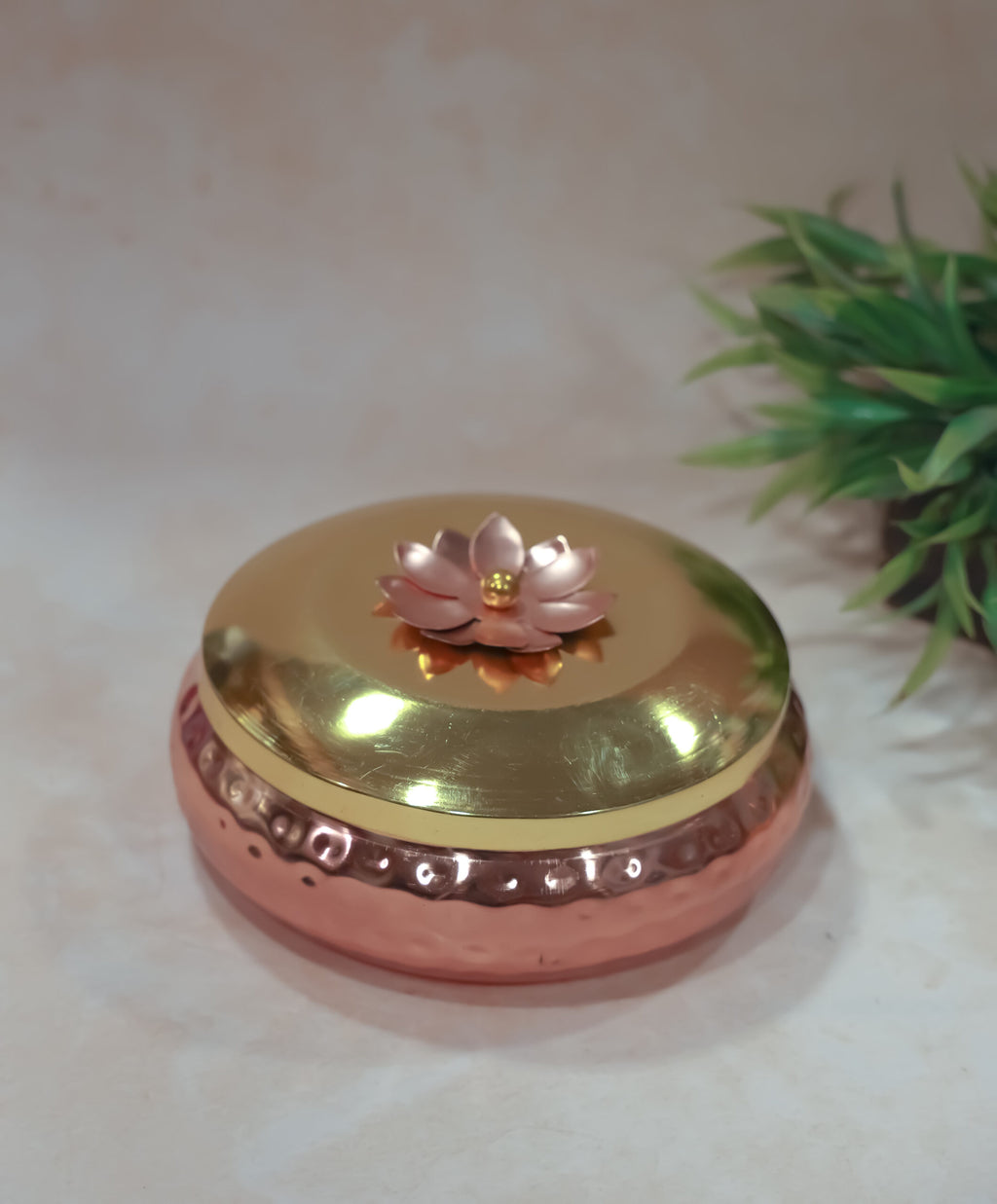 Metal Matki Box Copper Finish