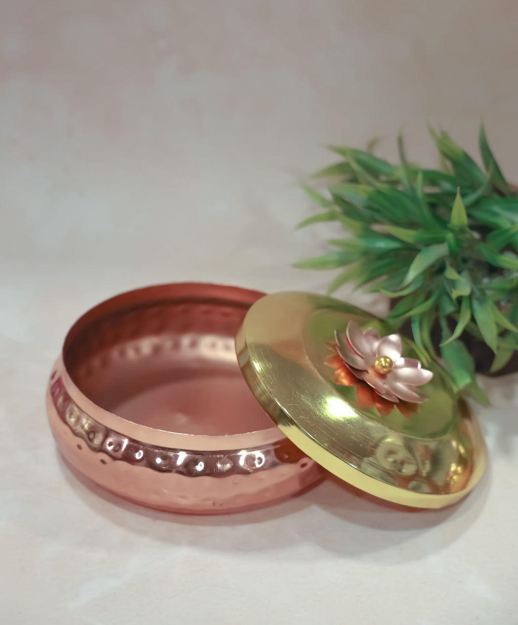 Metal Matki Box Copper Finish