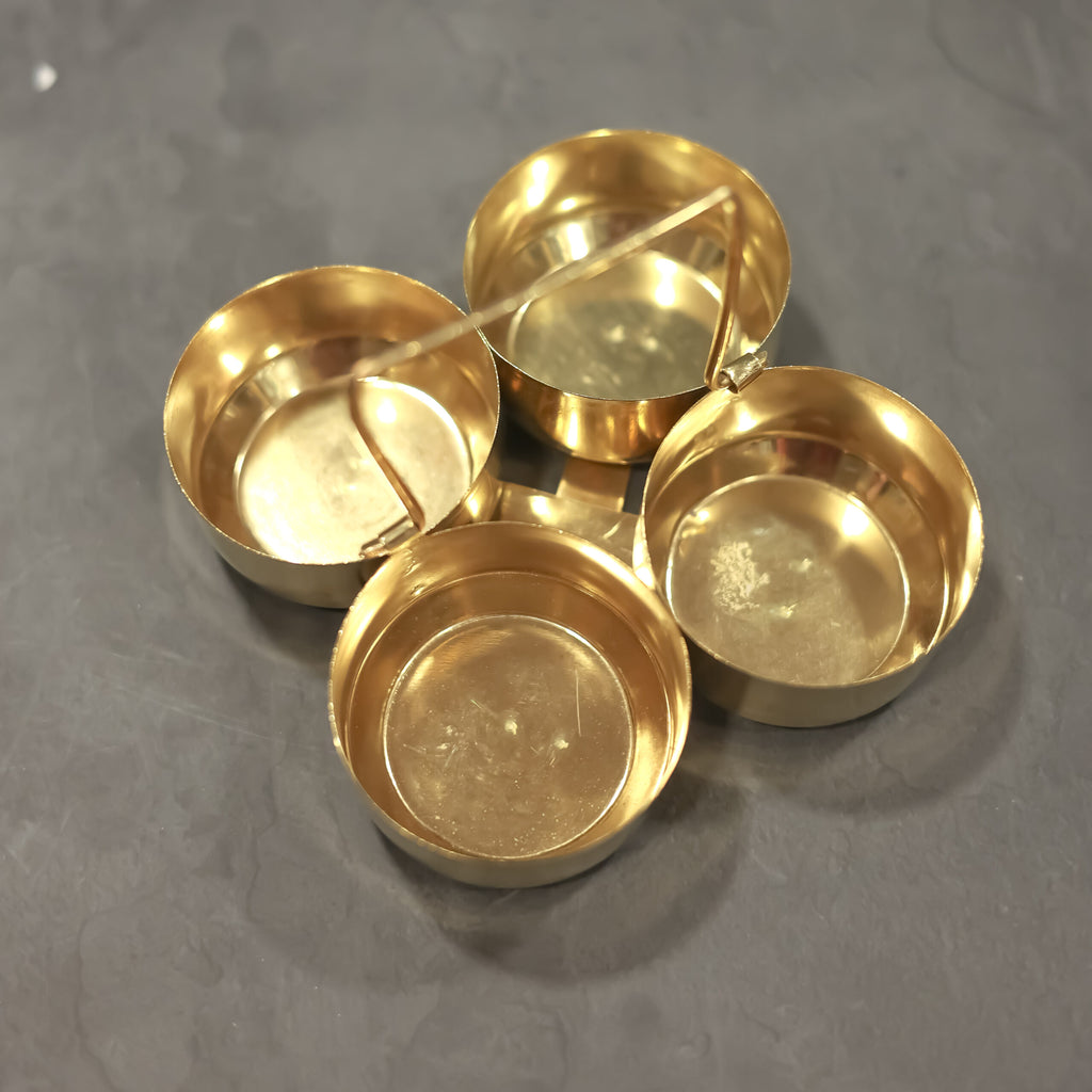 Brass 4 bowl set with handle