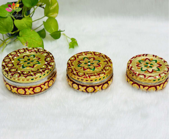 Meenakari Floral Steel Box