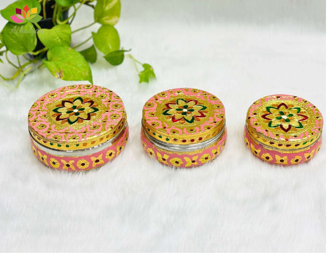 Meenakari Floral Steel Box