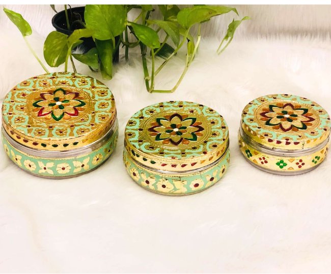 Meenakari Floral Steel Box