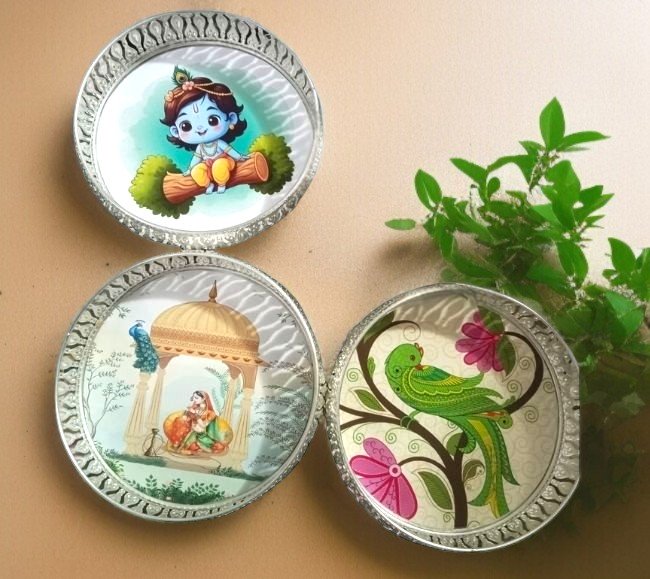 Peacock German Silver Tray
