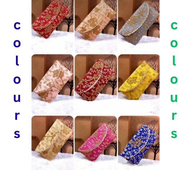 Golden embroidered flap clutch