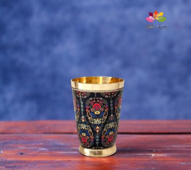 Brass Glass With Meena Finish
