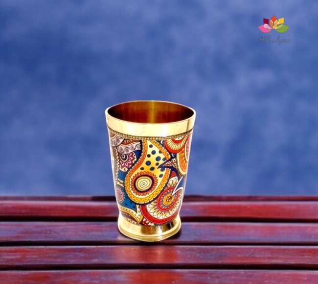 Brass Glass With Meena Finish