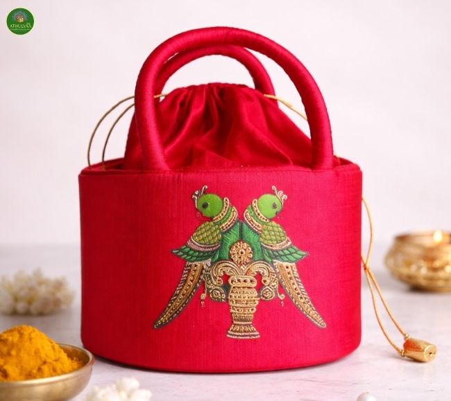 Hand embroidered Basket potli