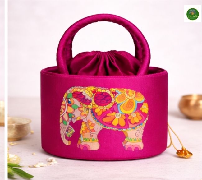 Hand embroidered Basket potli