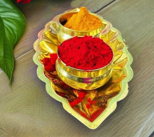 Brass Haldi kumkum set