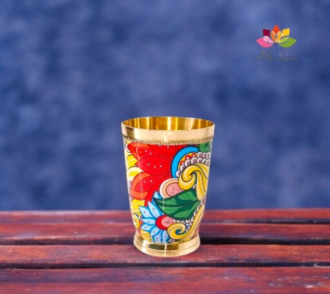 Brass Glass With Meena Finish