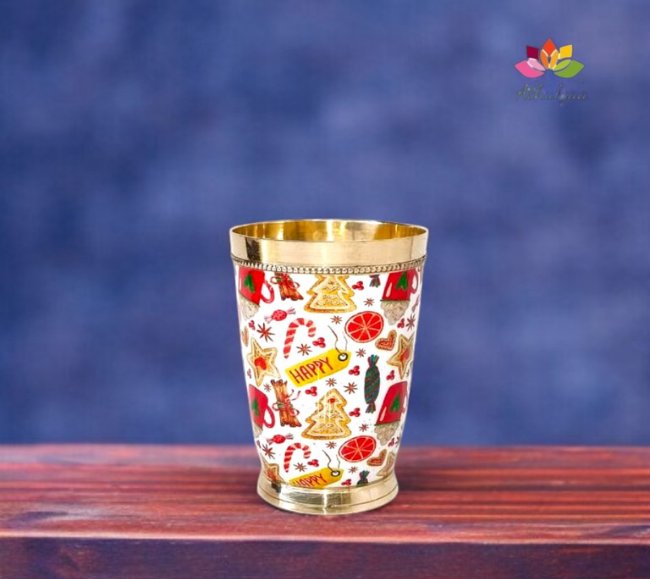 Brass Glass With Meena Finish