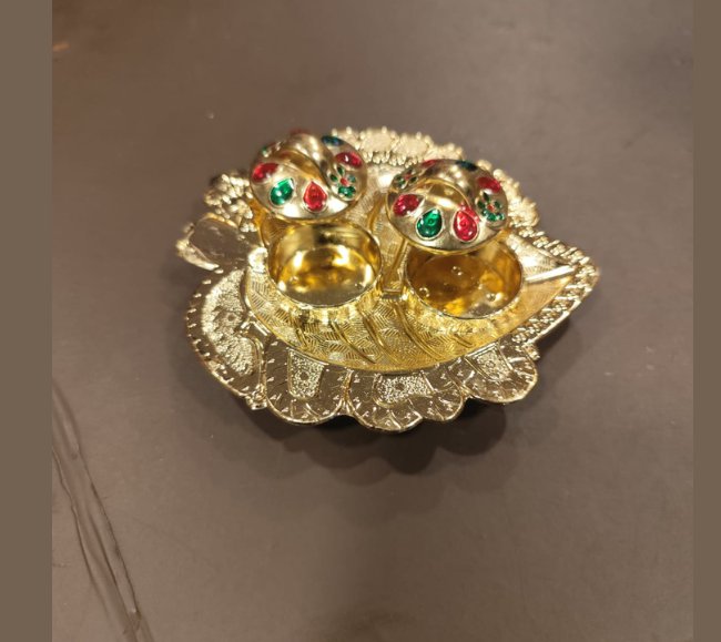 Leaf haldi kumkum platter - BUY ONE GET ONE