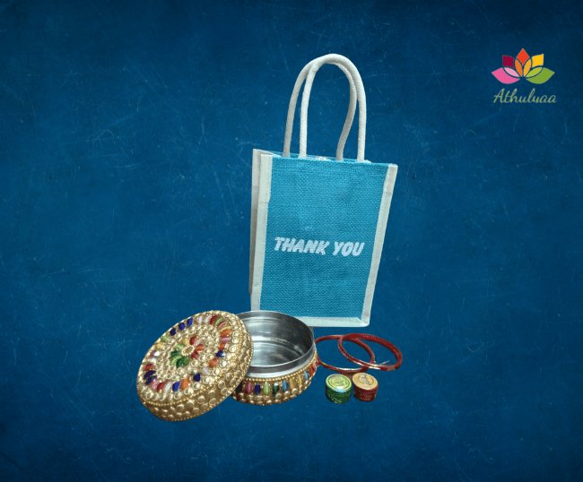 Jute bag box navratri gift combo