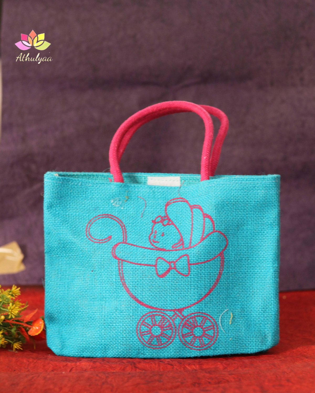Jute Bag With Baby Trolley Design