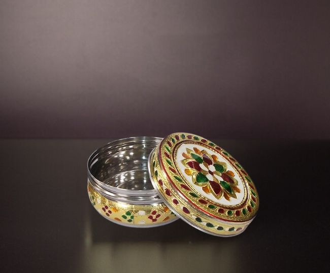 Meenakari Floral Steel Box