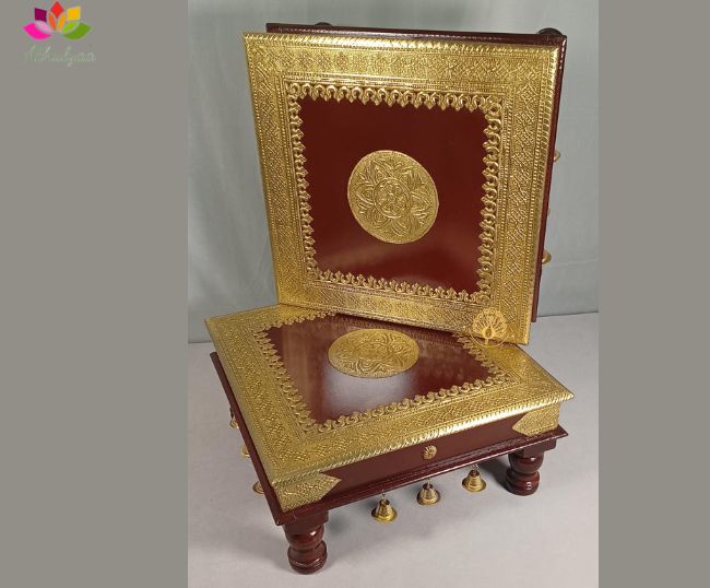 Brass wooden Chowki with Bell