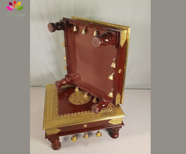 Brass wooden Chowki with Bell