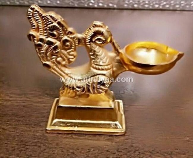 White Metal Annapakshi Lamp