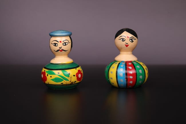 Raja Rani wooden Kumkum Holder