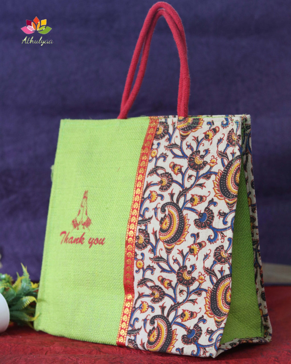 Jute Kalamkari Thank You Bag