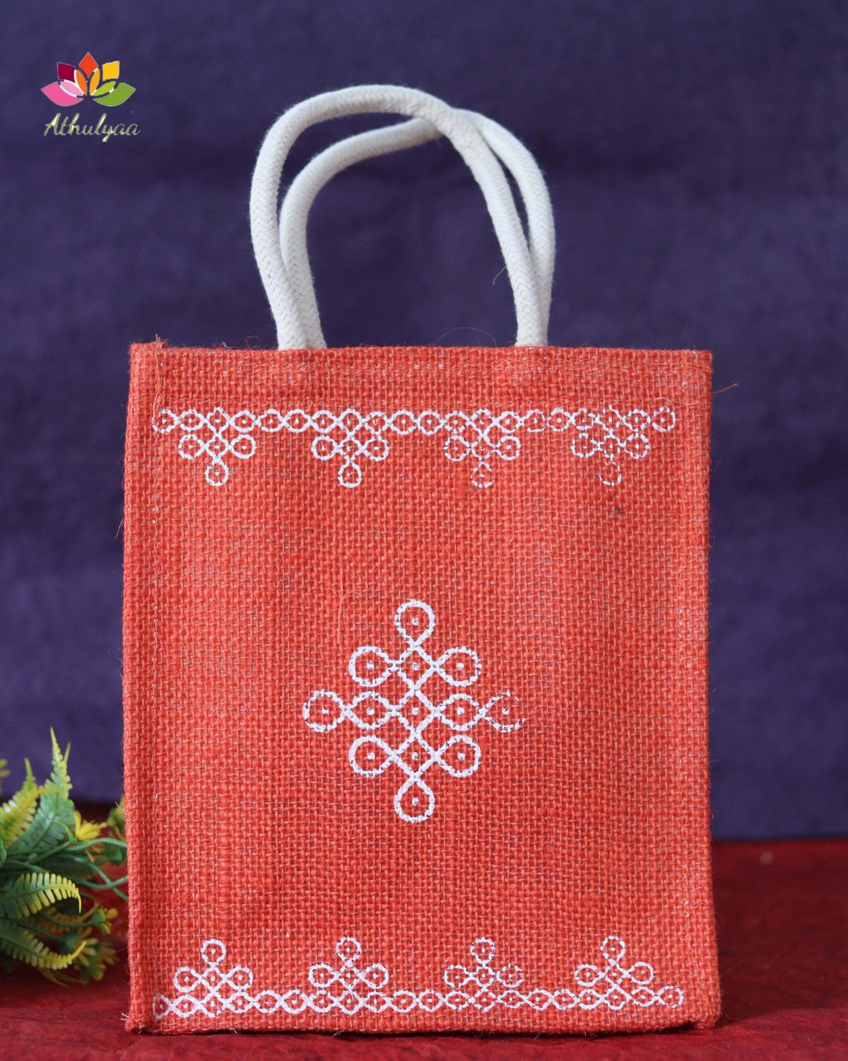 Jute bags with kolam print
