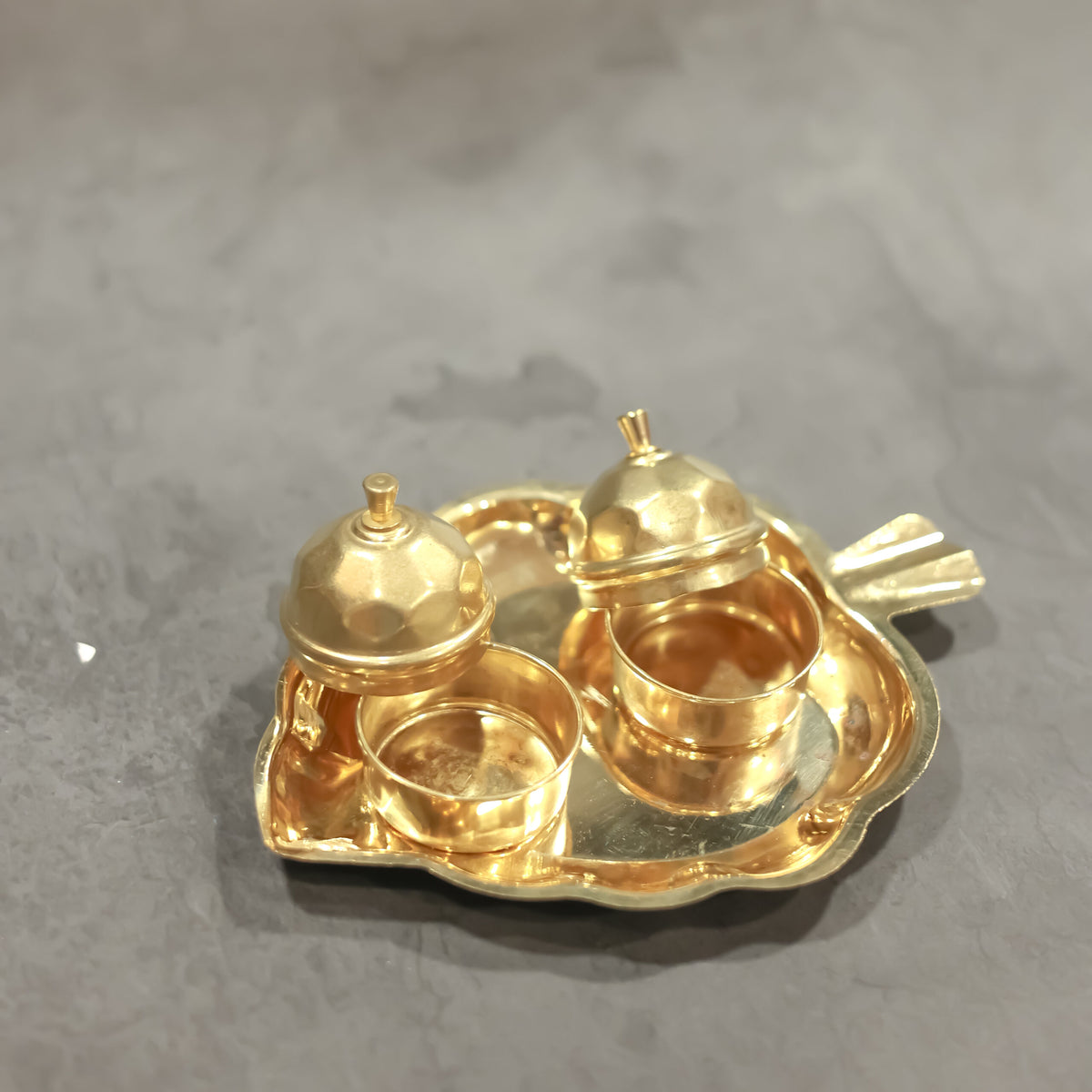 Brass Leaf Haldi Kumkum tray