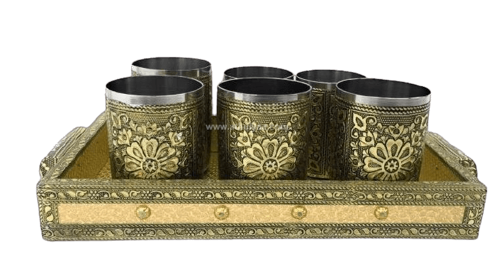Recgin 6-Glass Tray Set