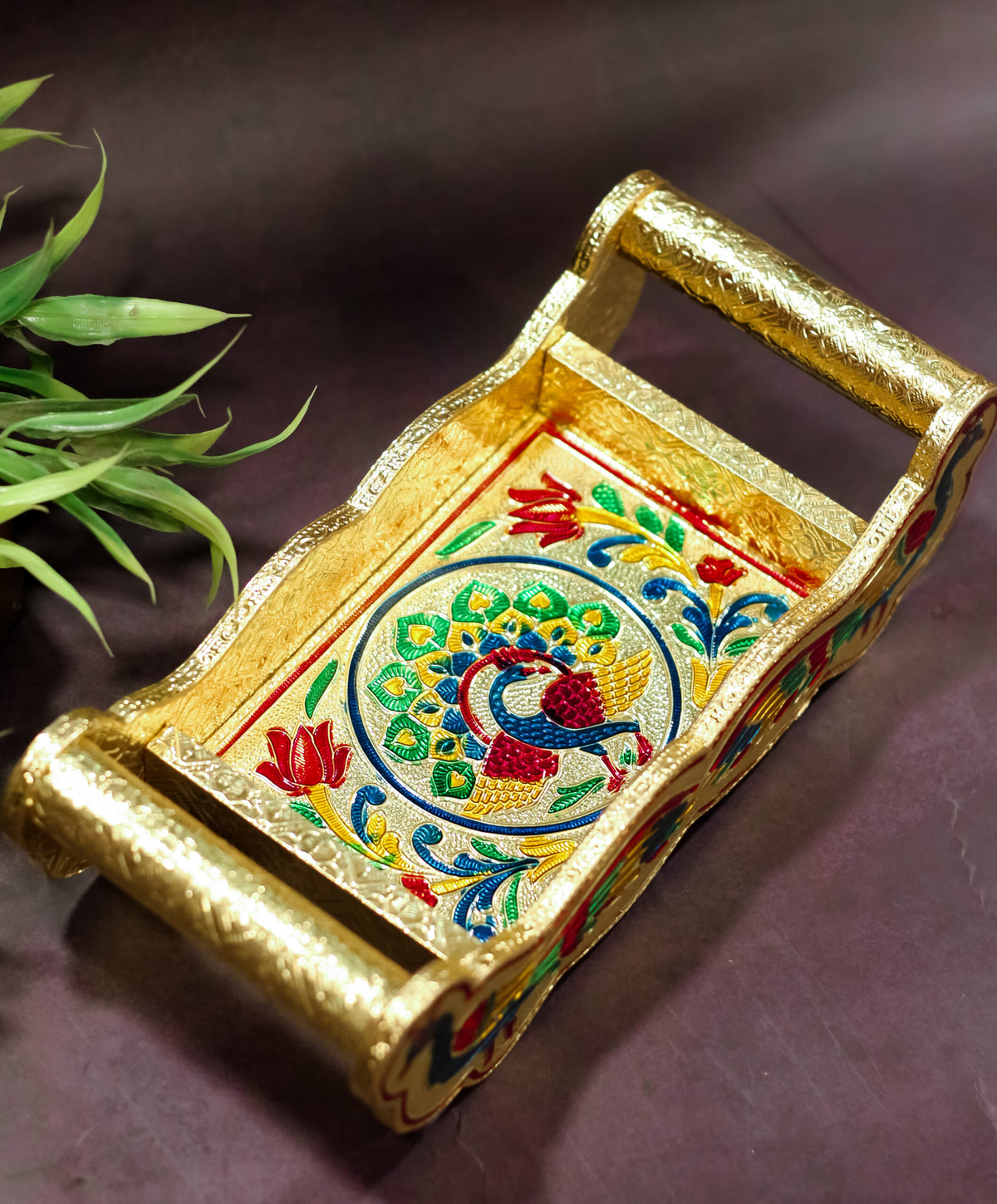 Meenakari 2 Glass Tray Set
