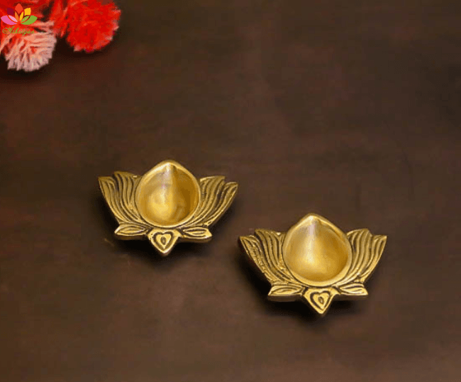 Brass Lotus Diya pair
