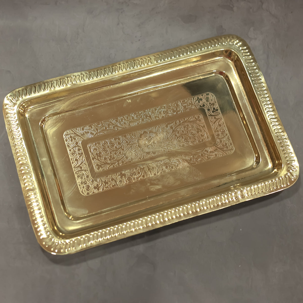 Traditional Brass etched serving tray