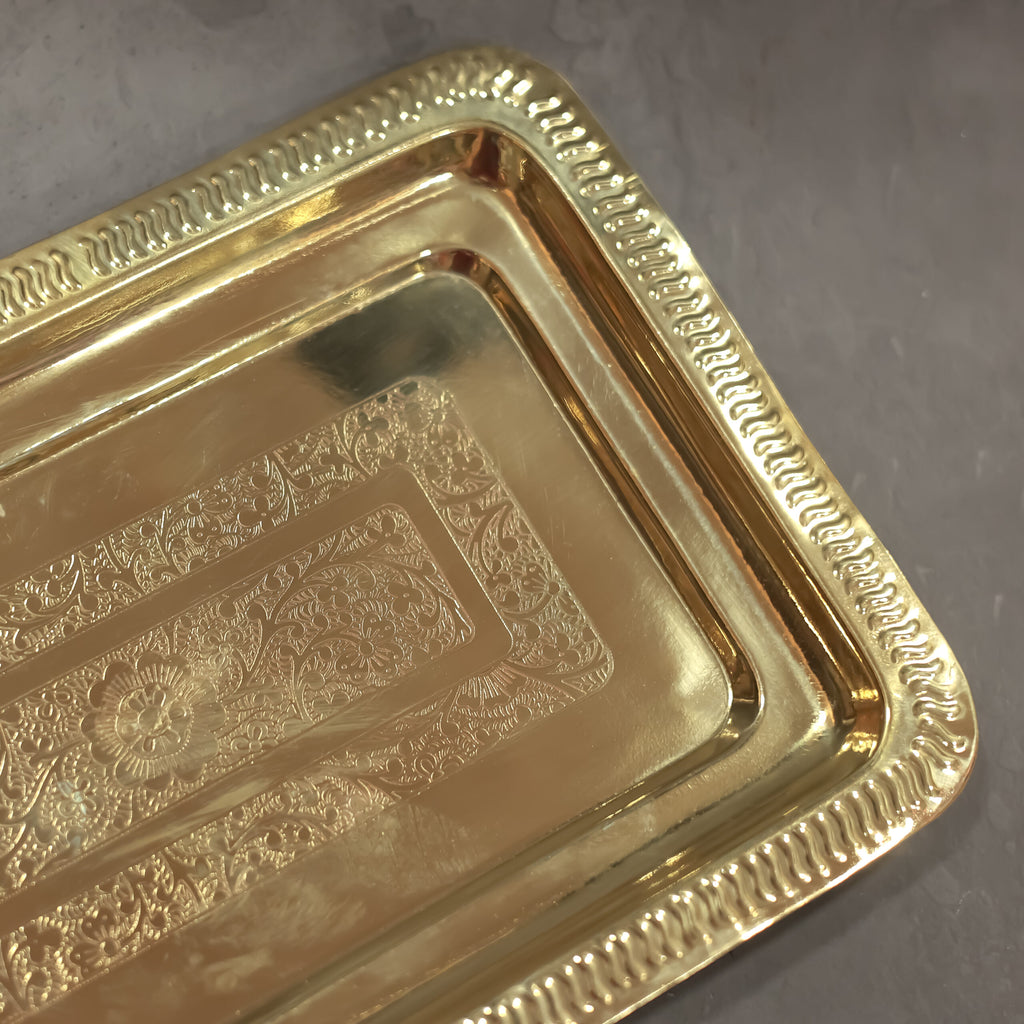Traditional Brass etched serving tray