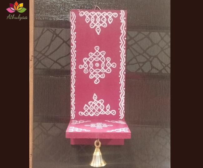 Wooden Diya Holder with bell