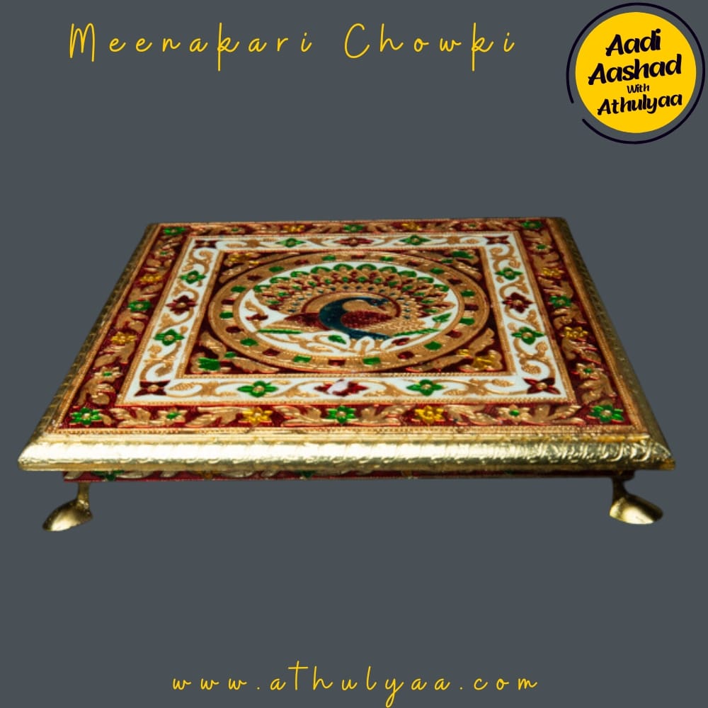 Meenakari Chowki/Manai with metal legs-Aadi Special