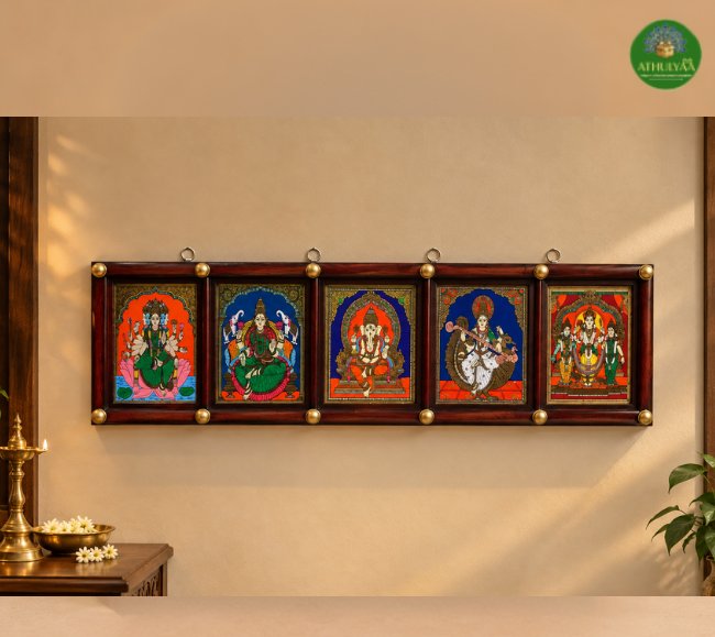 5in1 God -Reverse Glass Tanjore Painting