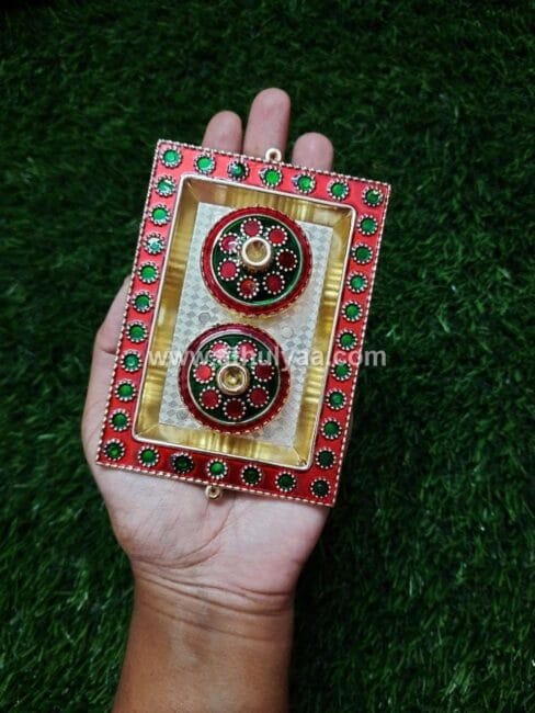 Red Kumkum Box On Plate