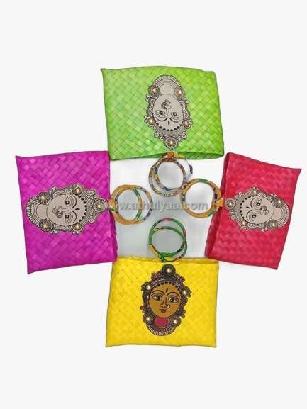 Palm Pouches with Devi Kalamkari Face