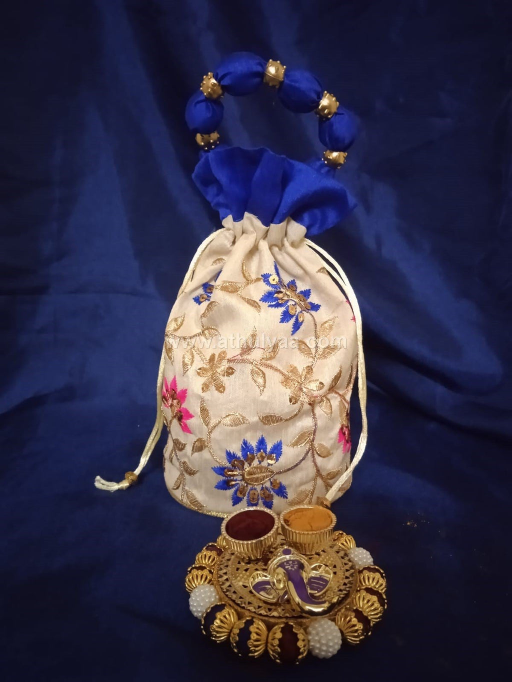 Flower and vine Embroidery Potli