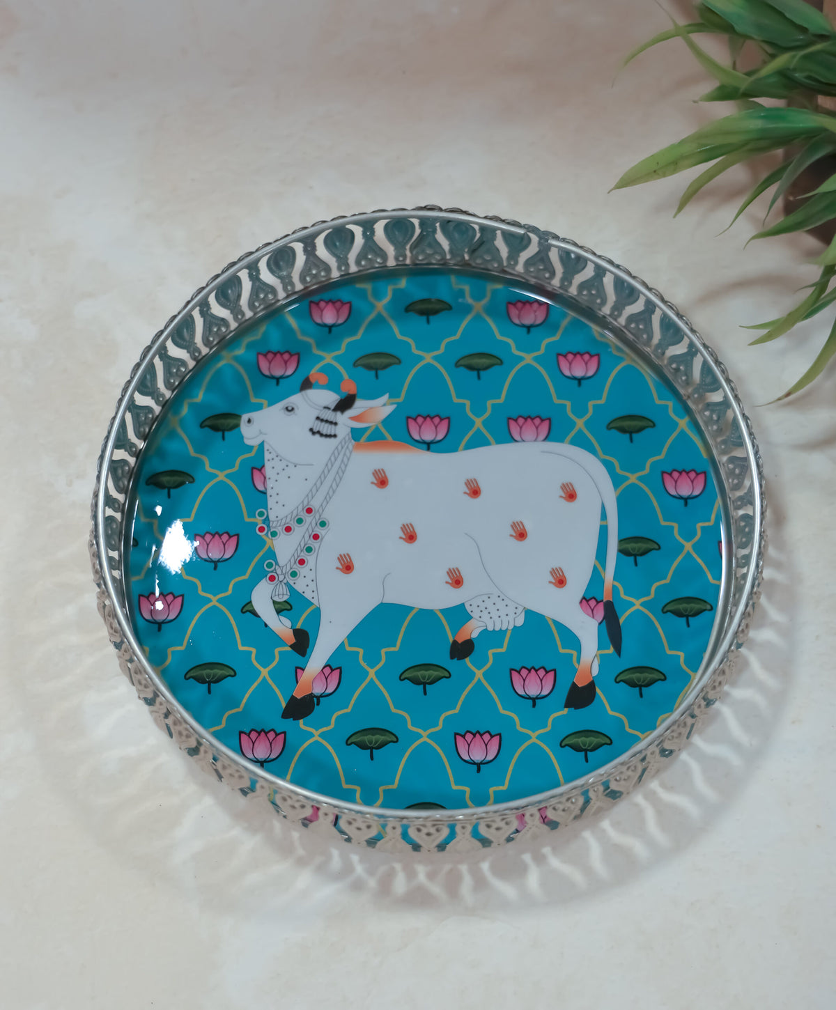 German Silver Pichwai tray