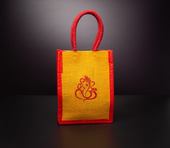 Mini Jute Bag With Ganesha Print