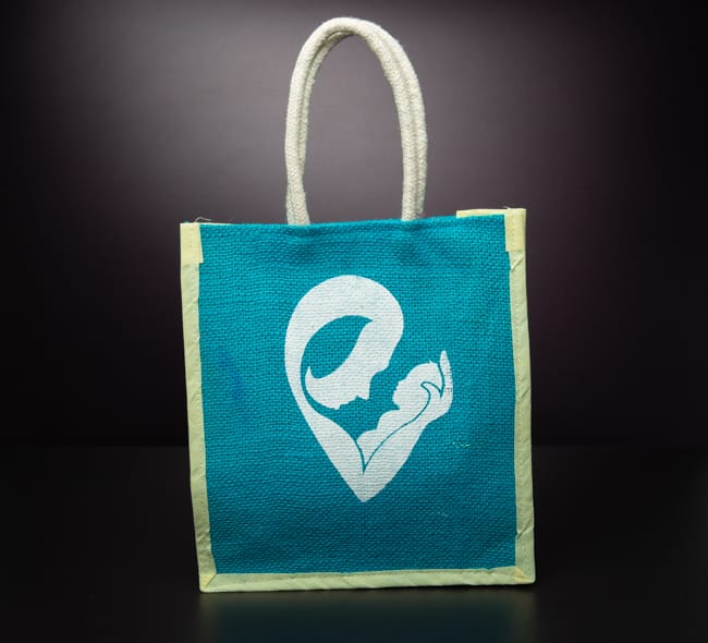 Jute Bag with Mom and Baby printf