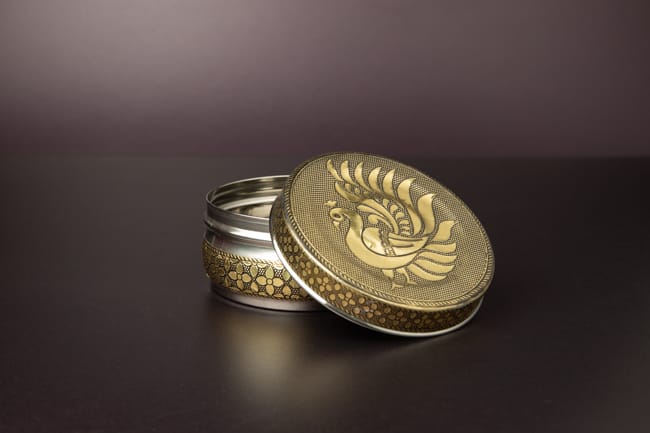 Golden Peacock Dry Fruit Steel Box