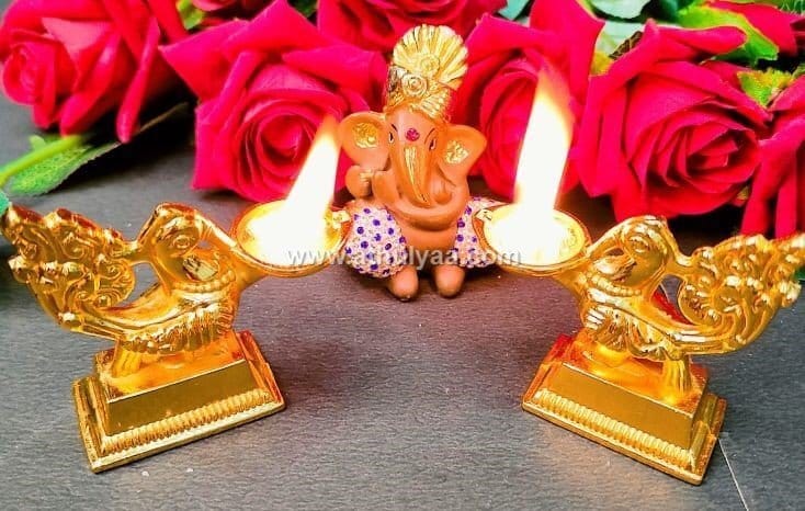 White Metal Annapakshi Lamp
