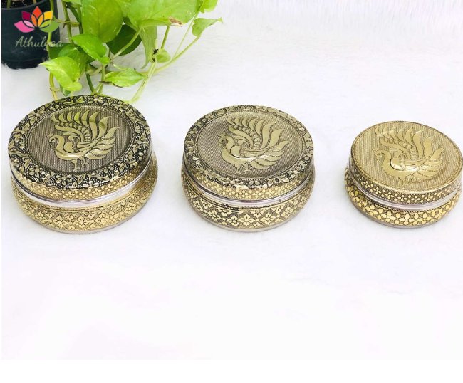 Golden Peacock Dry Fruit Steel Box